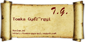 Tomka Györgyi névjegykártya