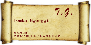Tomka Györgyi névjegykártya